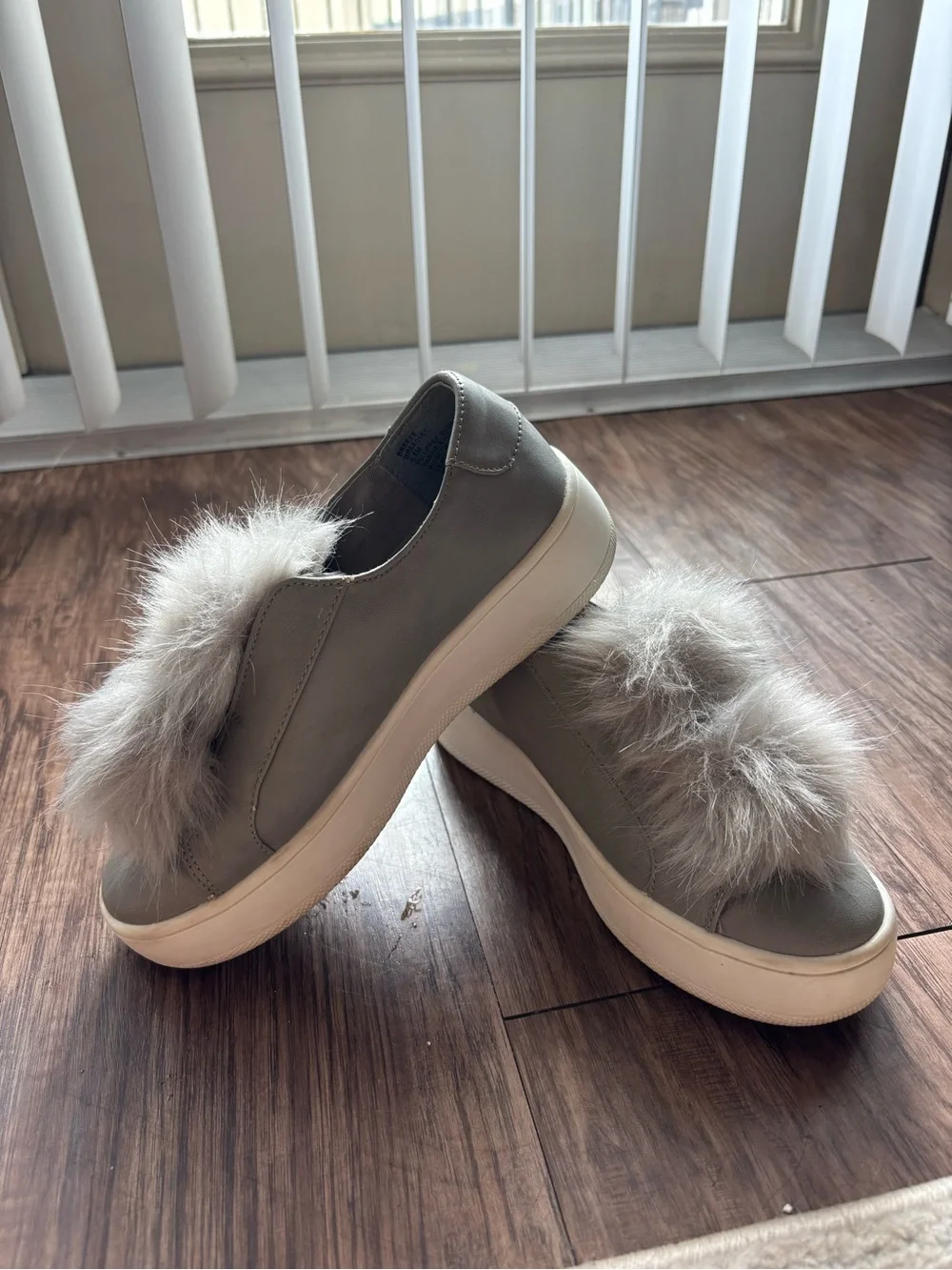 Gray Pom-Pom Steve Madden Sneakers